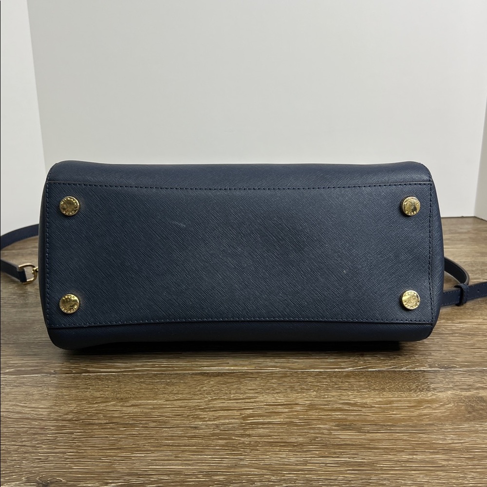 Michael Kors “CIARA” Navy Saffiano Leather Satchel (Size Medium) - Picture 7 of 14